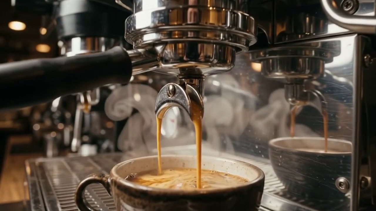 Espresso pouring like liquid gold